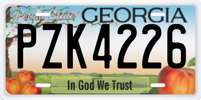 GA license plate PZK4226