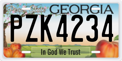 GA license plate PZK4234