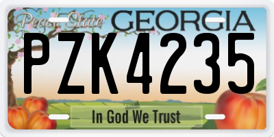 GA license plate PZK4235
