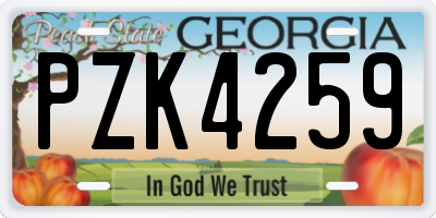 GA license plate PZK4259
