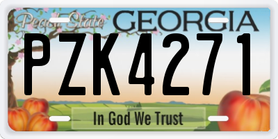 GA license plate PZK4271