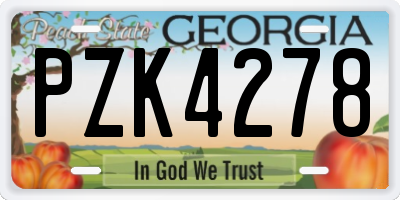 GA license plate PZK4278