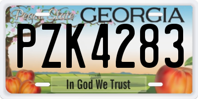 GA license plate PZK4283