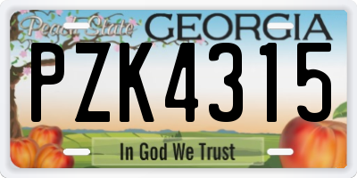 GA license plate PZK4315