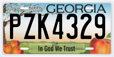 GA license plate PZK4329