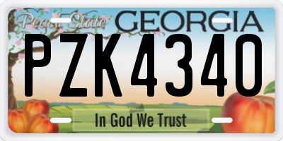 GA license plate PZK4340