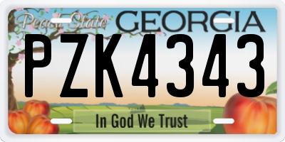 GA license plate PZK4343