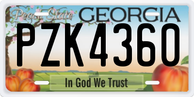 GA license plate PZK4360