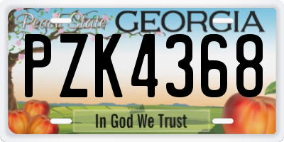 GA license plate PZK4368