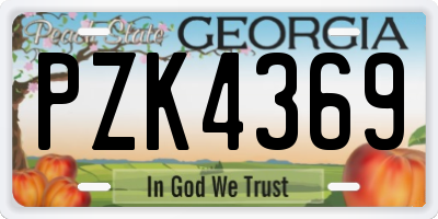 GA license plate PZK4369
