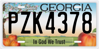 GA license plate PZK4378