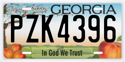 GA license plate PZK4396