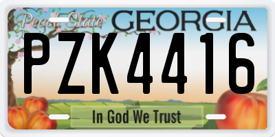 GA license plate PZK4416