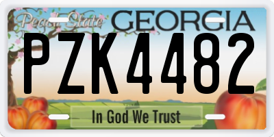 GA license plate PZK4482
