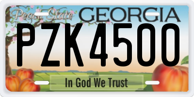 GA license plate PZK4500