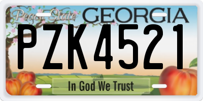 GA license plate PZK4521