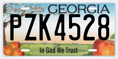 GA license plate PZK4528
