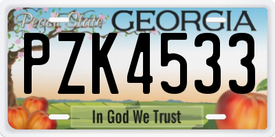 GA license plate PZK4533