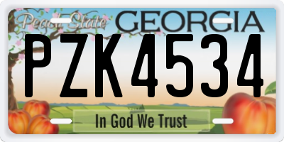 GA license plate PZK4534