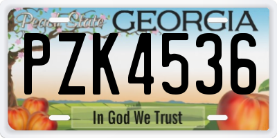 GA license plate PZK4536