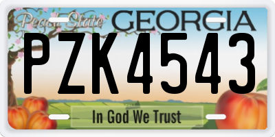 GA license plate PZK4543