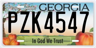 GA license plate PZK4547