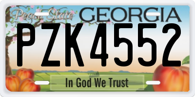 GA license plate PZK4552