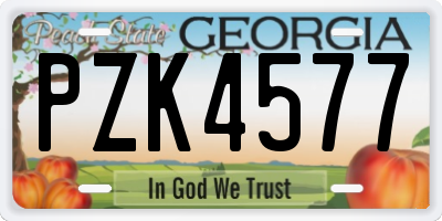 GA license plate PZK4577