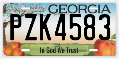 GA license plate PZK4583