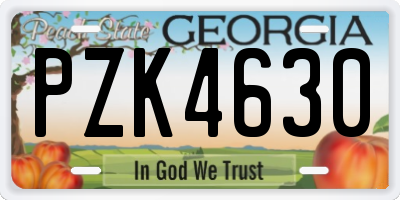 GA license plate PZK4630