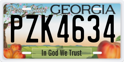 GA license plate PZK4634