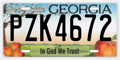 GA license plate PZK4672