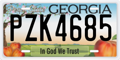 GA license plate PZK4685