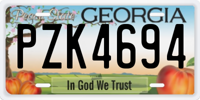 GA license plate PZK4694