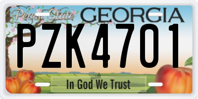 GA license plate PZK4701