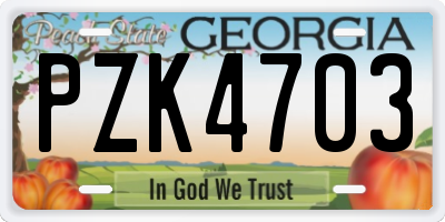 GA license plate PZK4703