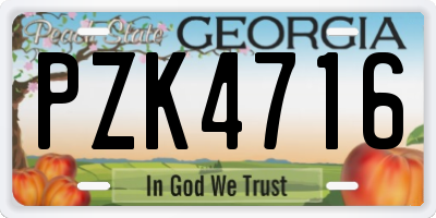 GA license plate PZK4716