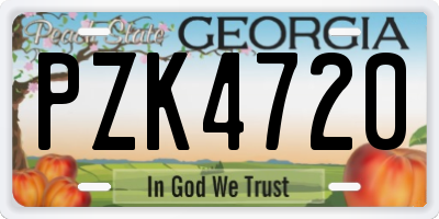 GA license plate PZK4720