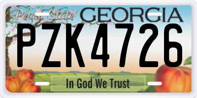 GA license plate PZK4726