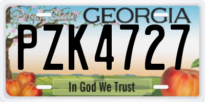 GA license plate PZK4727