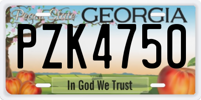 GA license plate PZK4750