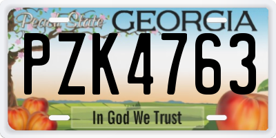 GA license plate PZK4763