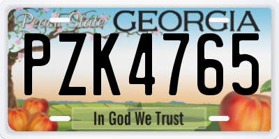 GA license plate PZK4765