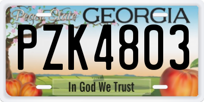 GA license plate PZK4803