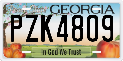 GA license plate PZK4809