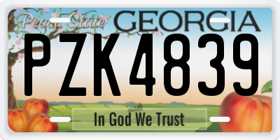 GA license plate PZK4839