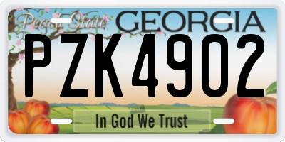 GA license plate PZK4902