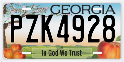 GA license plate PZK4928