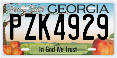 GA license plate PZK4929