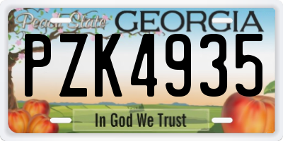 GA license plate PZK4935